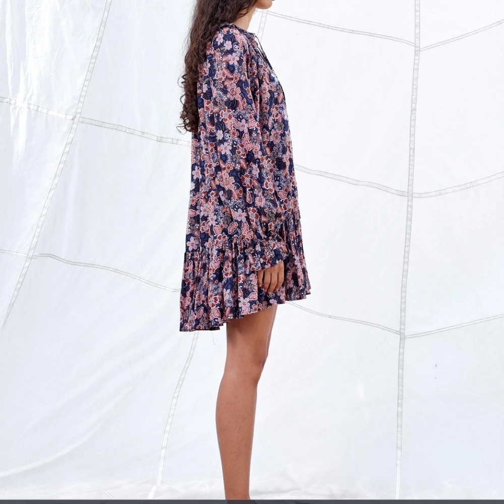 Sundry Oceana Dress Size 1 Navy and Pink Floral Size Small NWOT Anthropologie - Picture 2 of 6